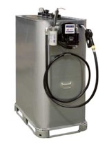 CUVE DE STOCKAGE INTERIEURE PEHD/ACIER GALVANISE EQUIPEE - GROUPE DE DISTRIBUTION 56L/MIN